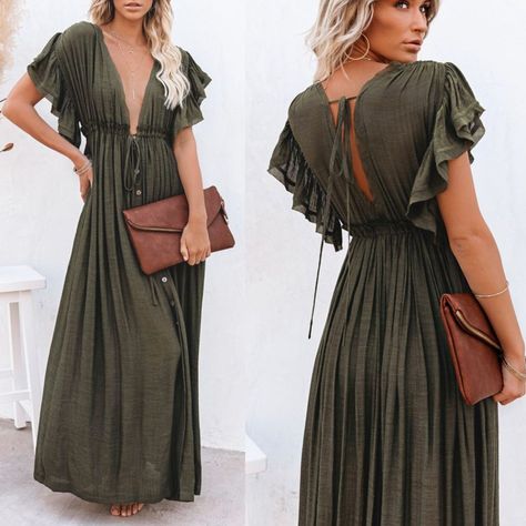 Reposhing This Item I Purchased From @Shop_fig. Never Wore It Cleaning Out Closet. Questions? Leave A Comment Below!. Boho Cocktail Dress, Maxi Summer Dress, Long Green Dress, Maxi Dress Summer, New Bohemian, Bohemian Maxi Dress, Green Maxi, Hippie Dresses, Boho Maxi