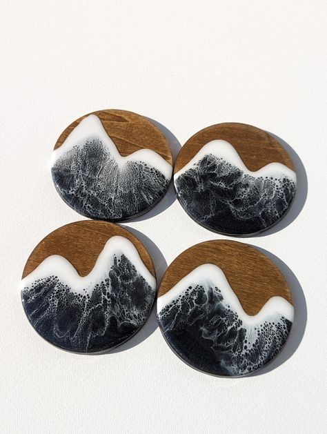 Resin Coaster, Resin Pour, Mountain Peak, Resin Coasters, Epoxy Resin Art, Mountain Art, Resin Art, Epoxy Resin, Coasters