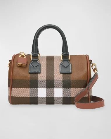 V5ERL Burberry Check E-Canvas Bowling Top-Handle Bag Bag Styles, Handle Bag, Top Designers, Bowling, Neiman Marcus, Fashion Bags, Top Handle, Burberry, Top Handle Bag