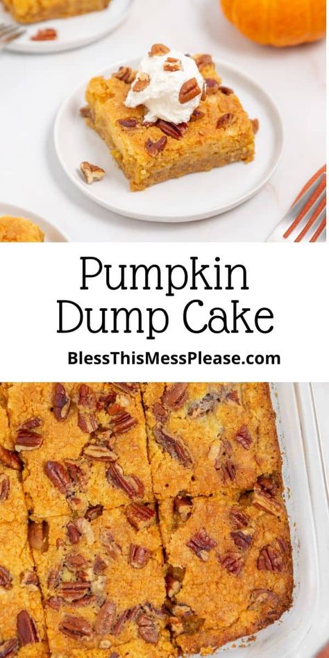 Easy Pumpkin Dump Cake Recipe, Pumpkin Butter Cake, Easy Pumpkin Dump Cake, Pumpkin Cake Mix, Pumpkin Dump Cake Recipe, Easy Dump Cake Recipe, Pumpkin Dump, Pumpkin Pie Cake, Pumpkin Crunch Cake