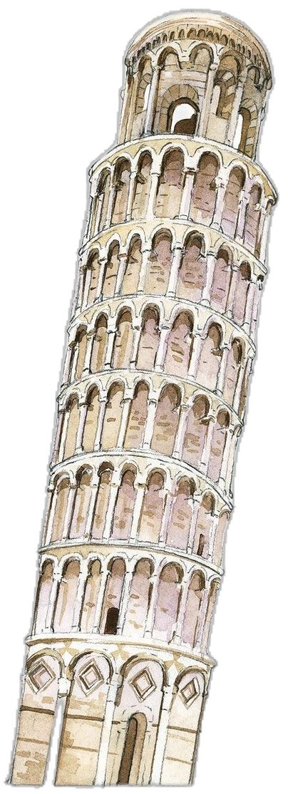 Italy Illustration, The Leaning Tower Of Pisa, Tower Of Pisa, Watercolor Architecture, Italy Rome, Rome Italy, Free Illustrations, Leaning Tower, Leaning Tower Of Pisa