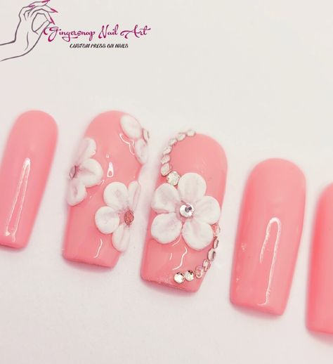 Gel Ideas, Polymer Flowers, Acrylic Nails Coffin Short, Flower Nail Art, Acrylic Nails Coffin, 3d Nail, Nails Coffin, 3d Flowers, 3d Nail Art