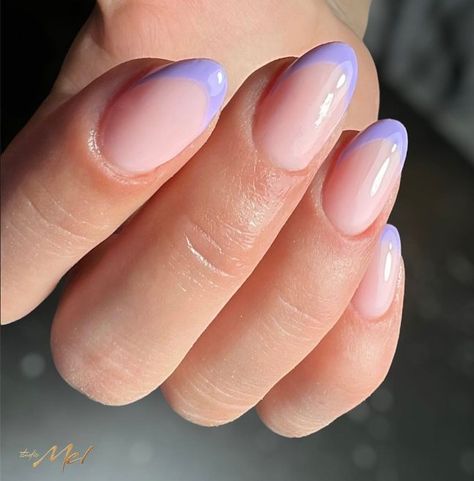 Purple french tip nails: 47 designs you'll love 43 Purple French Tip Nails, Purple French Tip, Rounded Acrylic Nails, Purple French, Cruise Nails, Gel Nails French, The Color Purple, French Tip Nail Designs, Purple Nail Designs