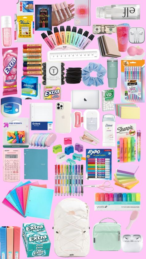 Highschool School Supplies List, Middle School Supplies 7th Grade, Things To Buy For School, Back To School Supplies Highschool, Locker Supplies, Back To School Stuff, High School Essentials, School Locker Organization, Schul Survival Kits