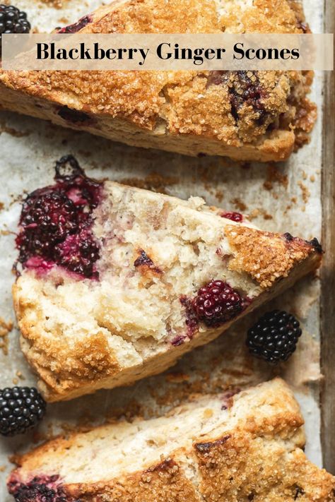 Blackberry Ginger Scones Sourdough Blackberry Scones, Blackberry Pastry Recipes, Blackberry Danish, Blackberry Scones, Vanilla Bean Scones, Tea And Crumpets, Blackberry Recipes, Bakers Gonna Bake, Baking Classes