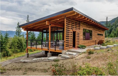 Container Home On Slope, Wooden Bungalow, Leavenworth Washington, Barrel Sauna, Winter Cabin, Tiny House Cabin, Modern Cabin, Sea Level, Container House