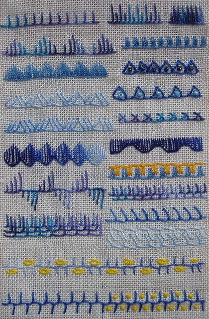 Crazy Quilt Stitches, Embroidery Sampler, Basic Embroidery Stitches, Embroidery Stitches Tutorial, Pola Sulam, Stitch Book, Sewing Embroidery Designs, Quilt Stitching, 자수 디자인