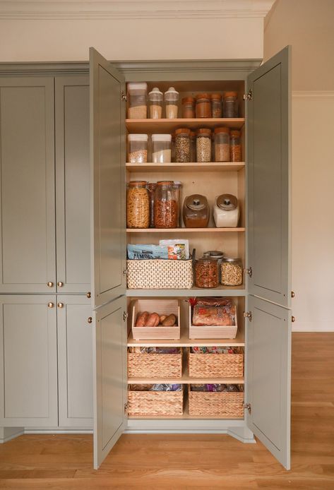 Pantry Not Walk In, Built Ins For Kitchen, Pantry Cupboard Organization Ideas, Pantry Cabinet Wall Ideas, Kitchen Pantry Built In, Desk In Pantry, Built In Cabinet Pantry, Kitchen Pantry Organization Cabinets, Tiny Walk In Pantry