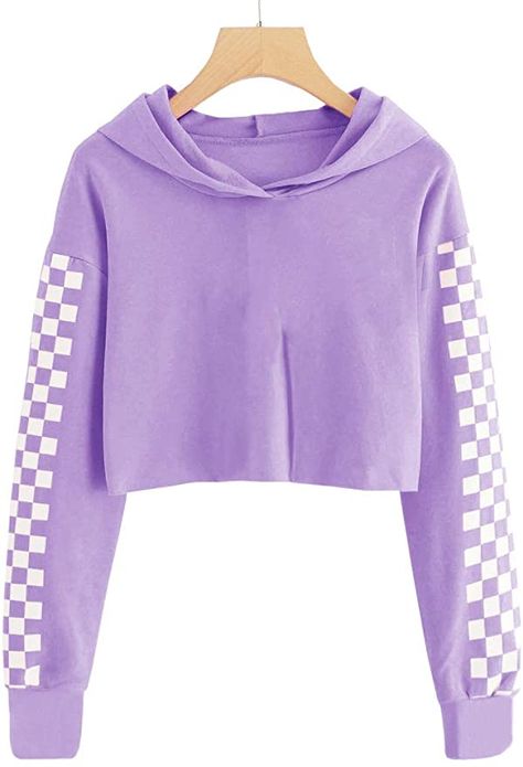 AmazonSmile: Imily Bela Kids Crop Tops Girls Hoodies Cute Plaid Long Sleeve Fashion Sweatshirts Purple: Clothing Hoddies Outfits, Crop Tops For Kids, Stylish Hoodies, Trendy Hoodies, Crop Top Hoodie, Cute Lazy Outfits, Grunge Look, Crop Top Outfits, Cute Crop Tops