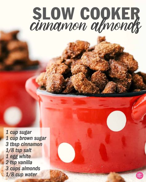 Recipe here:... - The Recipe Critic Slow Cooker Cinnamon Almonds, Slow Cooker Candied Almonds, Candied Almonds Crockpot, Candied Almonds, Cinnamon Pecans, The Recipe Critic, Recipe Critic, Cinnamon Almonds, Nut Recipes