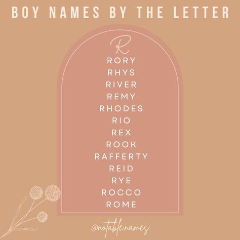 This post is brought to you by the letter R. As you can see, I am a sucker for a short and sweet R name when it comes to boys! I just can't help it, I love a good short name, 1 to 2 syllables is really my jam. Maybe it's yours too and this list will give you lots of baby name inspo. Or maybe you're a maximalist and can share some of your fave longer boys names? #boynames #babynames #babynameinspo #babyboynames #babynameideas #coolguys #middlenames #babyname R Baby Names, R Boy Names, R Names, Long Boy Names, R Name, Short Boy Names, Sims Names, Boys Names, The Letter R