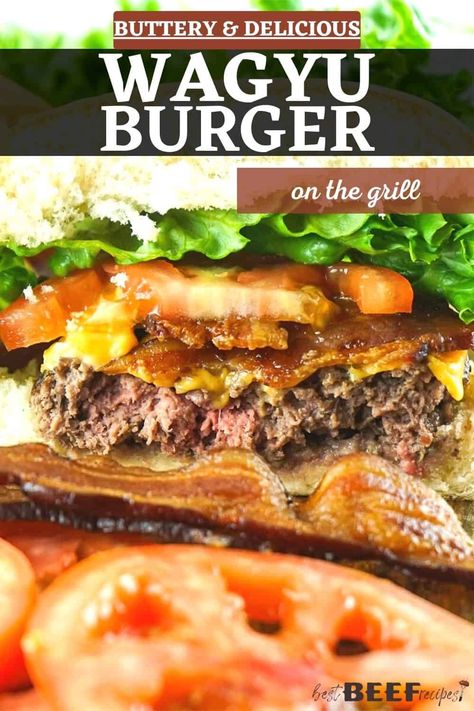 Amazing Wagyu Burger Recipe Wagyu Ground Beef Burger Recipe, Wagyu Burger Recipe, Ground Beef Burger Recipe, Wagyu Recipes, Beef Burger Recipe, Wagyu Beef Burger, Gourmet Burgers Recipes, Grilled Burger Recipes, Smash Burger Recipe