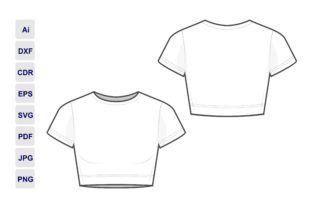 Fitted cropped tee shirt with fashion flats. Find this design on Creative Fabrica! #graphicdesign #tshirt . #Croquis #Crop_Top_Sketch_Drawing #Crop_Top_Technical_Drawing #Clothing_Mockup_Templates Clothe Sketch Ideas, Crop Top Technical Drawing, Clothing Mockup Templates, Shirt Drawing Women, Crop Top Template, Tshirt Technical Drawing, Tshirt Design Drawing, Crop Top Illustration, T Shirt Technical Drawing