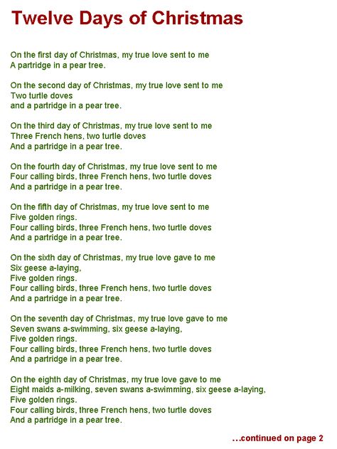 Twelve Days of Christmas lyrics page one 12 Days Of Christmas Lyrics, Xmas Songs Lyrics, Last Christmas Lyrics, 12 Days Of Christmas Song, Christmas Carols Lyrics, Christmas Carols Songs, Christmas Songs Lyrics, Xmas Songs, Hymn Music