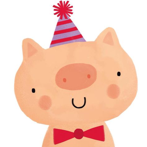 Birthday Cute Illustration, Cute Happy Birthday Drawings, Cute Pig Illustration, Birthday Pig, Happy Birthday Drawings, Birthday Doodle, Happy Pig, Pig Drawing, Pig Illustration