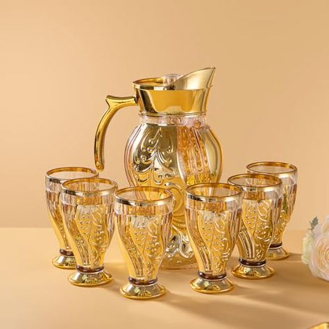 Royal Rose Premium Glass Jug with 7 Glass Set – Elegant Clear Water Jug with 7 Matching Drinking Glasses – Perfect for Serving Water, Juice, or Beverages – Ideal for Home, Office, and Entertaining Glass Water Jug, Video Games Gift, Food Gift Cards, Glass Jug, Outdoor Gift, Large Appliances, Water Jug, Drinking Glasses, Kitchen Dining Furniture