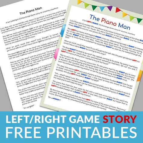 Left-Right Game Gift Exchange [+5 Free Printable Stories] » All Gifts Considered Back To School Left Right Game, Summer Left Right Game, Right Left Game Women, Left To Right Game, The Left Right Game, Left Right Game For Adults Birthday, Left Right Valentine Game Free Printable, Left Right Game For Family Reunion, Left Right Bible Story Game