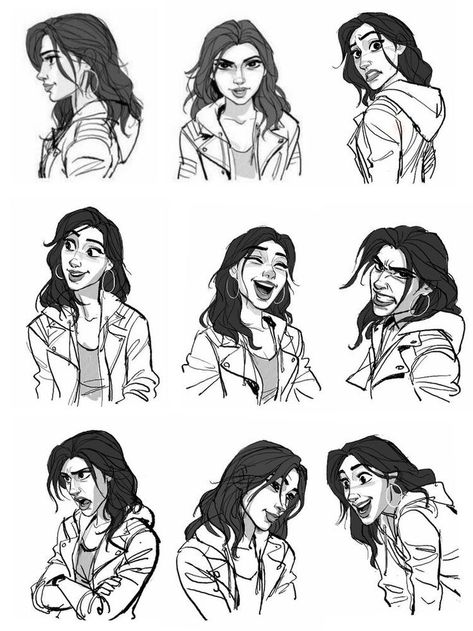 Female Character Expressions, Character Design Emotions Expression Sheet, Facial Expressions Drawing Female, Determined Expression Drawing, Character Expression Sheet Reference, Excited Character Pose, Cartoon Expression Reference, Happy Facial Expressions Drawing, Disney Expression Sheet