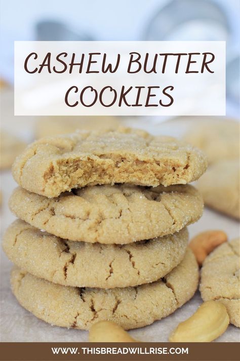 Cashew Butter Cookies, Cashew Butter Recipe, Nut Butter Cookies, Butter Cookies Recipe, Butter Cookie, Cashew Butter, Easy Bread Recipes, Healthy Sweets Recipes, Vegan Dessert Recipes