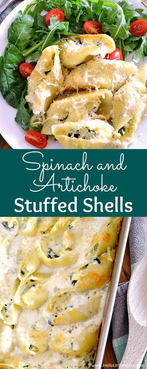 Vegetarian Stuffed Shells, Artichoke Stuffed Shells, Simple White Sauce, Stuffed Shells Beef, Baked Stuffed Shells, Easy Stuffed Shells, Shells Stuffed, Artichoke Stuffed, Chicken Stuffed Shells