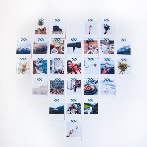 How to decorate your room: create a beautiful custom photo print heart from your pictures. // #photoprint #polaroid How To Decorate Polaroid Pictures, Decorate Polaroid Pictures, Make A Photo Collage, Polaroid Pictures, Photo Decor, A Collage, How To Decorate, Decorate Your Room, Photo Print