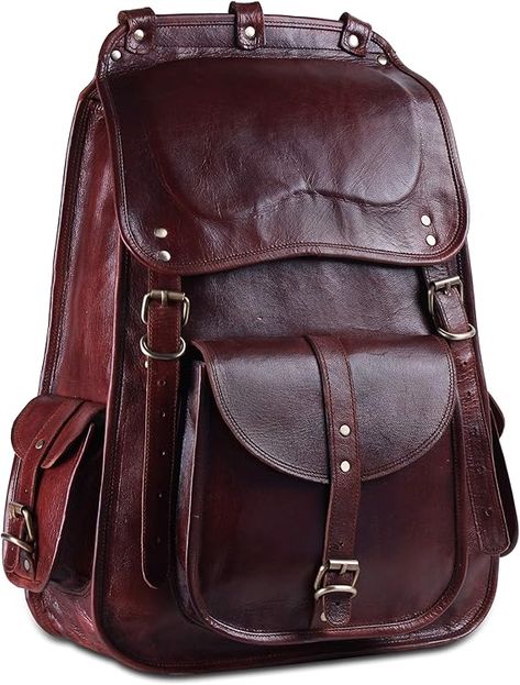 Casual Bookbag Daypack Camping Travel Rucksack Knapsack Travel Rucksack, Ladies Bag, Leather Laptop, Large Backpack, Buy Handmade, Casual Backpack, Camping Trips, Grain, Bag Lady