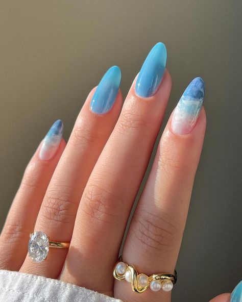 Pool Nails, Ocean Nails, Nail Shades, 2024 Nails, Summer Nail Art, Edgy Nails, Summery Nails, Mermaid Nails, Simple Summer