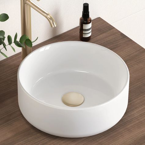 KES Bathroom Sink Small Vessel Sink RV Bathroom Sink 12'' White Ceramic Circular | Wayfair Small Vessel Sink, Sink Above Counter, Small Bathroom Sinks, Rv Bathroom, Modern Sink, Vessel Bathroom Sink, Ceramic Vessel, Vessel Sink, Bathroom Sink Faucets