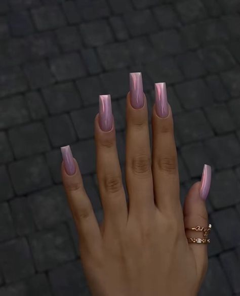 Square Long Nails Acrylics, Chrome Nails Square, Square Long Nails, Pink Chrome Nails, Pink Chrome, Nails Square, Chrome Nails, Long Nails, Nail Inspo