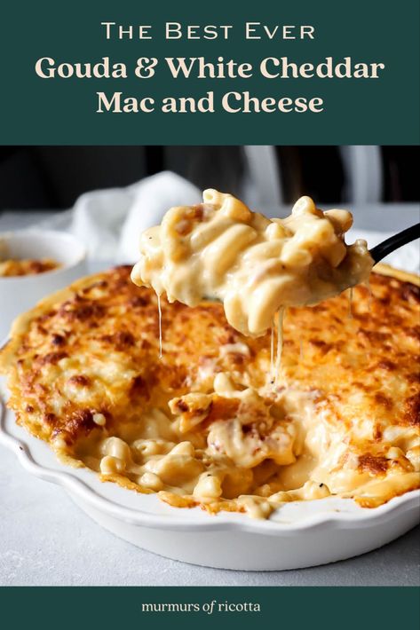 gouda and white cheddar mac and cheese recipe Sharp Mac And Cheese Recipe, Gouda Cheese Recipes Pasta, White Cheddar Gouda Mac And Cheese, Gouda Cheddar Mac And Cheese, Baked Mac And Cheese With Gouda, Fall Mac And Cheese, Mac And Cheese With Gouda And Cheddar, Gouda Mac And Cheese Crockpot, Saltgrass Mac And Cheese Recipe