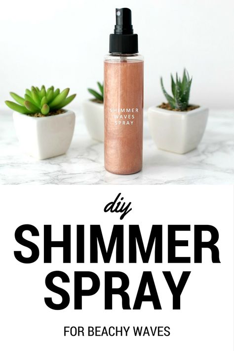 diy beachy waves spray, diy shimmery spray Diy Hair Glitter Spray, Hair Shimmer Spray, Lush Inspired Diy, Photography Cosmetics, Beauty Diy Skincare, Shimmer Spray, Beige Blond, Body Shimmer, Homemade Makeup