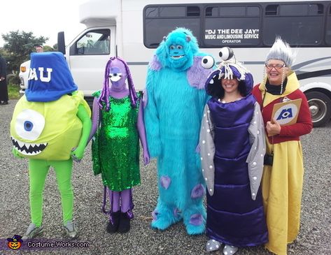 Monsters University Costumes, Monsters Inc Halloween Costumes, Costumes For Groups, Groups Photo, Pixar Costume, Monsters Inc Halloween, Boo Halloween Costume, Halloween Costumes For Work, Troll Costume