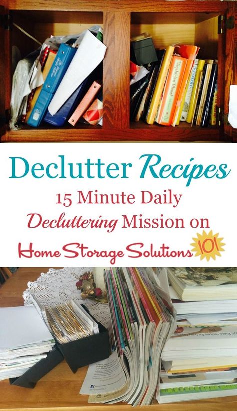 How to #declutter recipes, with step by step instructions and before and after photos from readers who reduced their recipe #clutter using the #Declutter365 mission {on Home Storage Solutions 101} Declutter 365, Clutter Help, Green Tiles, Decluttering Inspiration, Clutter Control, Downstairs Loo, Paper Clutter, How To Declutter, Declutter Your Life