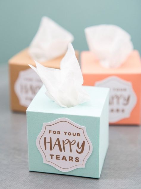 DIY Mini Wedding Tissue Boxes – DIY Weddings For Your Happy Tears, Wedding Tissues, Cricut Wedding, Mini Wedding, Happy Tears, Unique Wedding Favors, Wedding Party Favors, Wedding Favours, Wedding Tips