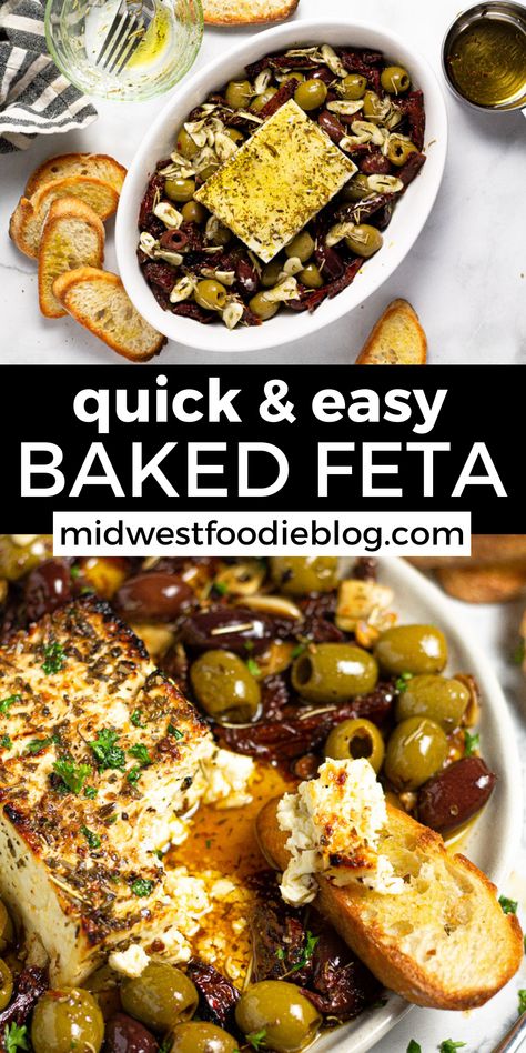 Baked Feta And Olive Dip, Olive Feta Appetizer, Feta Olive Bake, Baked Feta And Artichoke Dip With Olive Gremolata, Baked Feta And Olives, Warm Feta Dip With Marinated Olives, Olive And Cheese Appetizer, Olives And Feta Cheese, Feta And Olive Appetizer