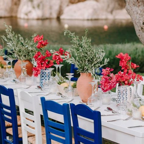 Blue & white like the sky, the sea, the clouds. Bougainvilleas, olive branches and citron. Could there be anything more Greek to set the tone and whisper welcome?

_

Venue @lake_vouliagmeni_athens
Planning & design @cherryontopdxb
Coordination, florals & styling @deplanv
Photography @nikosmylonasgr
Videographer @fullcut
Furnishings @zazoo_event_rentals
@stylebox_rentals
Sound & lighting @soundvoice.gr
_

#lakevouliagmeni
#lakevouliagmeniwedding #athensprewedding #athenswedding Greek Theme Dinner Table Settings, Greek Wedding Centerpieces, Bougainvillea Olive Wedding, Bougainvillea Table Setting, Greek Flower Arrangements, Greek Dinner Table Setting, Greek Blue Wedding Theme, Greek Taverna Decor, Greek Engagement Party