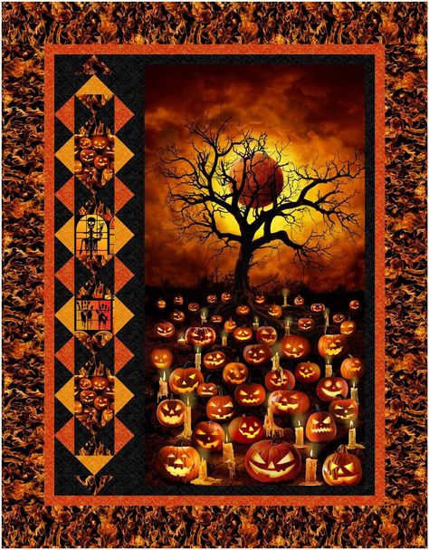 Timeless Treasures | Feathered Peacock – Panel Perfection Halloween Window Silhouettes, Album Quilt, Timeless Treasures Fabric, Keepsake Quilting, All Hallows Eve, Halloween Window, Quilt Stores, Halloween Quilts, Precut Quilts