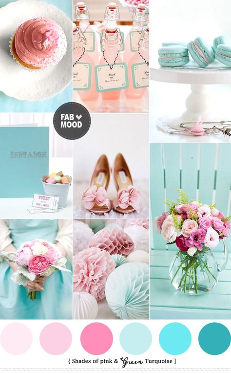 Turquoise Pink Wedding Colors | http://fabmood.com/turquoise-pink-wedding-colors/ Pink And Turquoise Wedding Decorations, Wedding Colors Turquoise, Farm Bedroom, Pink Wedding Colors, Colour Themes, Hot Pink Weddings, Beach Wedding Colors, Pink Wedding Theme, Second Wedding