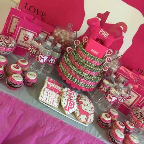 Pink theme sweet 16 Pink Theme Sweet 16, Sweet 16 At Home, Pink Sweet 16, Pink Theme, Pink Themes, Pink Collection, Pink Love, Birthday Theme, Vs Pink