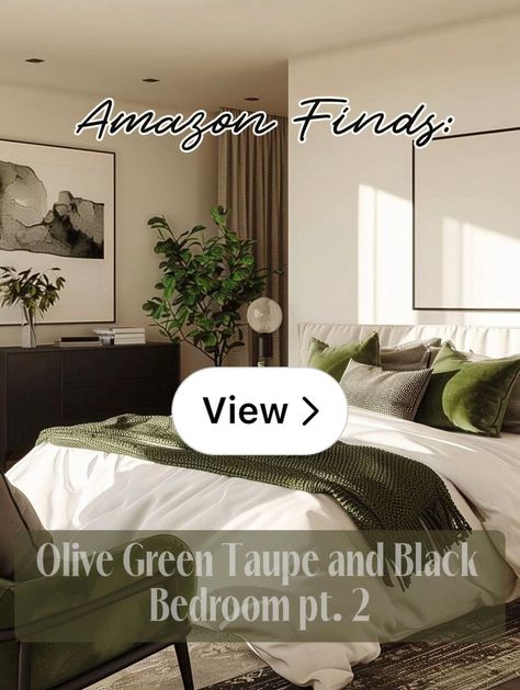 Lemon8 · Olive Green Taupe and Black Bedroom pt. 2 🖤 · @Marathebratt Navy And Olive Green Bedroom, Olive Green Comforter Bedroom Ideas, Black And Olive Green Bedroom, Olive Green Room Ideas, Olive Green And Beige Bedroom, Olive Green Bedroom Ideas, Green Comforter Bedroom, Olive Green Rooms, Olive Green Bedroom