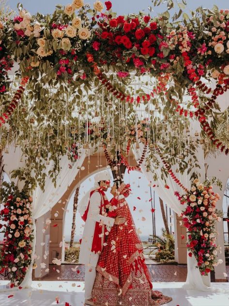 There’s so much beauty in a whimsically warm-toned mandap and wedding ceremony design ✨🌹🍃
.
Bride: @dpatzz
Photography: @kinseywilder Wedding Ceremony Design, Red Indian Wedding, Hindu Wedding Decorations, Unique Decor Ideas, Modern Floral Wedding, Indian Wedding Theme, Indian Wedding Flowers, Modern Indian Wedding, Hindu Wedding Ceremony