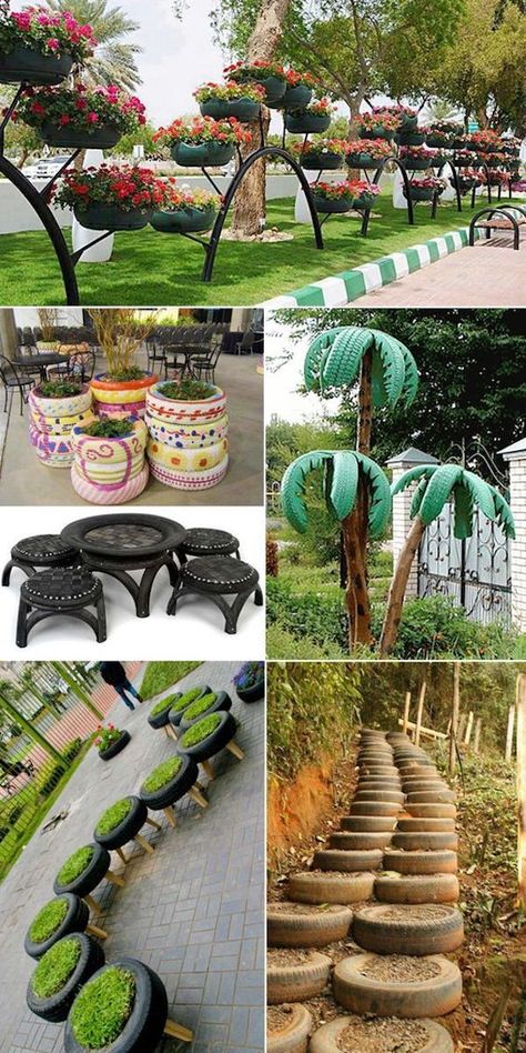 Small Patio Ideas On A Budget, Tire Garden, Tyres Recycle, Recycled Garden, Home Garden Design, Backyard For Kids, Budget Backyard, Summer Decorating, Small Patio