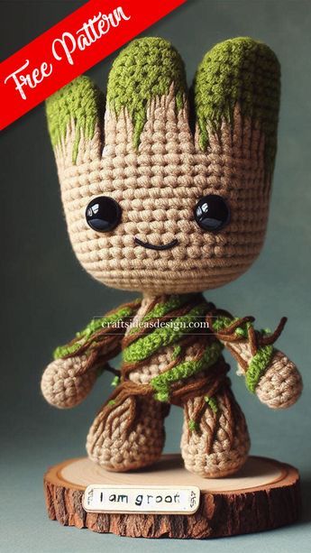 Groot Amigurumi - Free Pattern - Crafts Ideas Disney Crochet Patterns, Festival Skirt, Crochet Disney, Pola Amigurumi, Colorful Crochet, Crochet Animals Free Patterns, Crochet Design Pattern, Crochet Amigurumi Free Patterns, Crochet Amigurumi Free