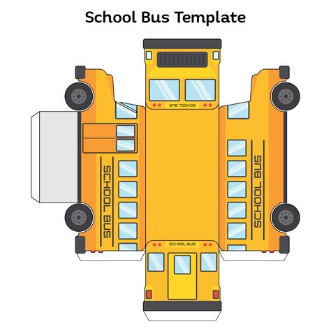 School Bus Template Paper School Template, School Bus Paper Craft, School Templates Printables, School Bus Template Free Printable, 3d Printable Templates, Paper Crafts Templates Printable, Car Template Free Printable, School Bus Template, Bus Papercraft