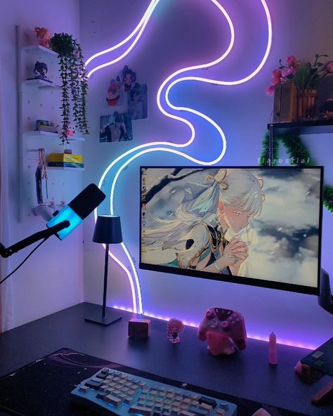 . 🩵🎄 in with the blue theme for December! what do you all think? do you prefer the lighter tones or the darker one? I'm personally leaning more to the lighter pastels this December 🫶🏻 drop a follow for more desk setup, desk inspo, cozy setup, cozy vibes, aesthetic, cozy gamer, purple setup content ✧ check my link in bio for free notion templates and discount codes! @eyloaa_ ⇋♡⇌ @cozy_bear_gamer ⇋♡⇌ @mycozydiaries_ ⇋♡⇌ @cheesekeebs ⇋♡⇌ @lumpystudio ⇋♡⇌ @havenlite ⇋♡⇌ @cozywithsammy ⇋♡⇌ ... Purple Gaming Room Aesthetic, Purple Setup, Cozy Vibes Aesthetic, Free Notion Templates, Cozy Setup, Cozy Gamer, Bears Game, Setup Gaming, Gamer Setup