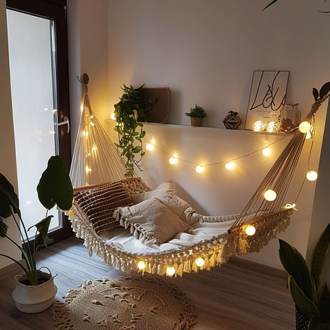 22 Stunning Indoor Hammock Ideas to Decorate Your Home Indoor Hammock Ideas, Hammock Inside, Hammocks Inside, Hammock Ideas, Scandinavian Room, Indoor Porch, Indoor Hammock, Scandinavian Aesthetic, Scandinavian Style Interior