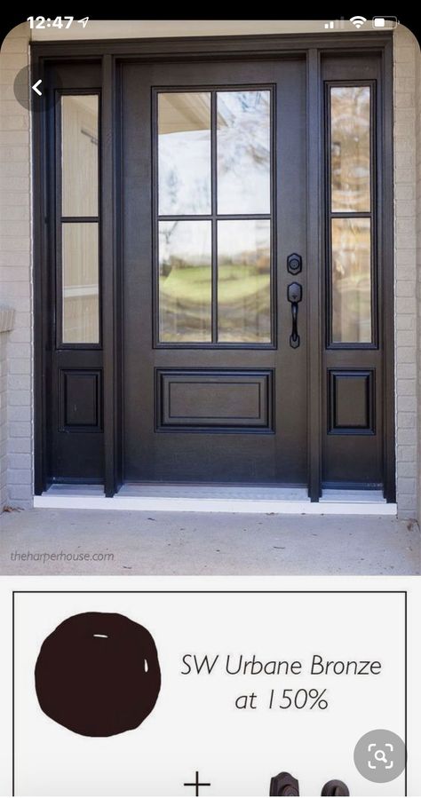 Changing Shutters On House, Dark Front Door, Residential Front Doors, Brown Front Doors, Black Front Door, Front Door Inspiration, Front Door Styles, Front Door Makeover, Paint Color Ideas