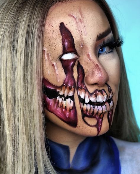 Sfx Character Makeup, Special Effects Makeup Horror, Sfx Makeup Horror Prosthetics, Sfx Creature Makeup, Horror Airbrush Makeup, Halloween Makeup Artist, Spfx Makeup, Disney Character Makeup, Airbrush Haunt Makeup