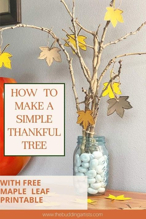 This simple and inexpensive craft is a great way to create a gratitude practice in your home. Simply gather some sticks and arrange them into a tree-like shape. Then print out our free maple leaf printable and have friends and family members use the leaves to write out things they're grateful for. Grateful Tree, Gratitude Tree, Leaf Printable, Thanksgiving Tree, Thankful Tree, Gratitude Practice, Being Thankful, Inexpensive Crafts, Diy Thanksgiving