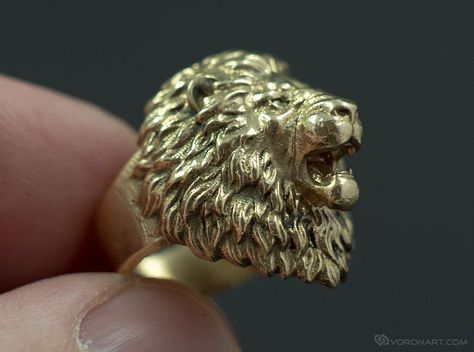 Lion Ring, Brass Rings, Mens Gold Jewelry, Diy For Men, Head Ring, Diy Rings, Jewelry Photography, Lion Head, Men's Rings